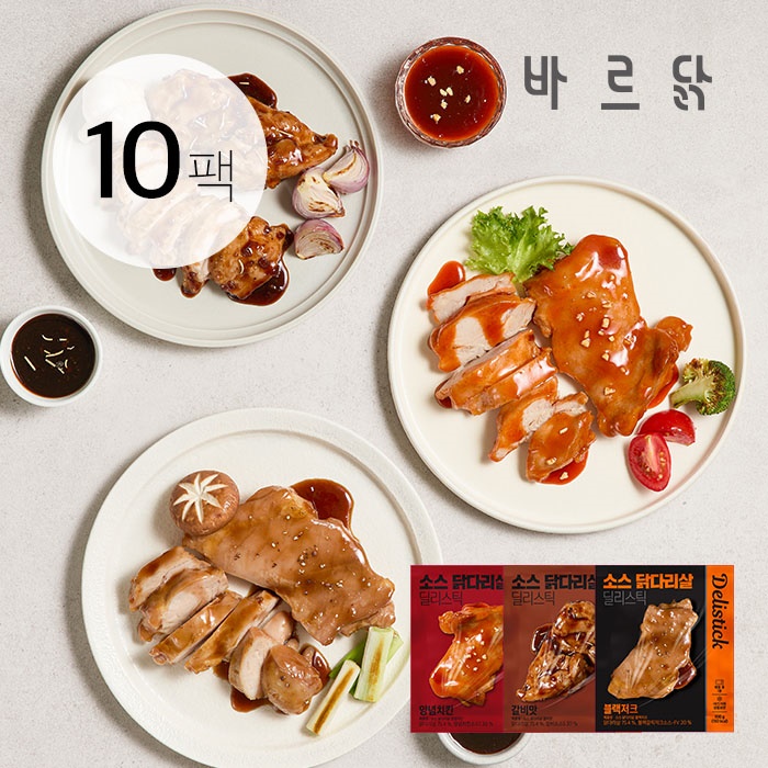 [바르닭] 딜리스틱 소스 닭다리살 양념치킨맛 10팩 외 6종 택 1 - 상품 이미지