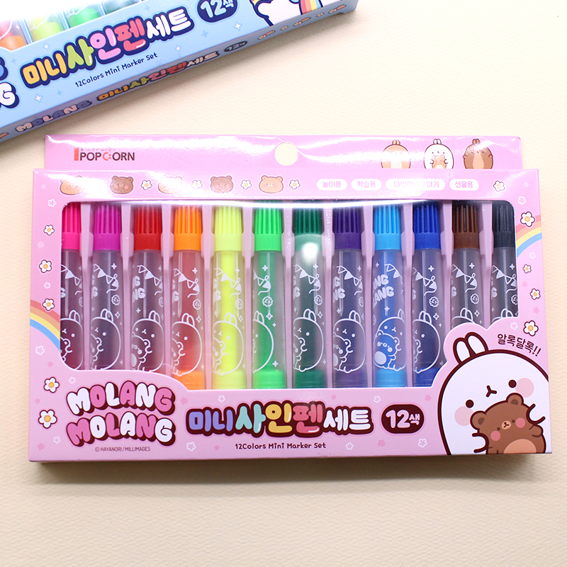 몰랑이 수성 사인펜 12색 문구 초등학생 어린이집 색칠 미술놀이 답례품 ... 실사용 후기 | 효과 있을까? - 대표 이미지