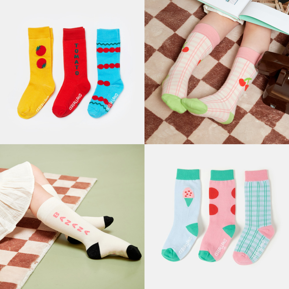 디자인 유아 양말 세트 아기 니삭스 여아 어린이 아동 생일 선물 미끄럼방지 가을 겨울