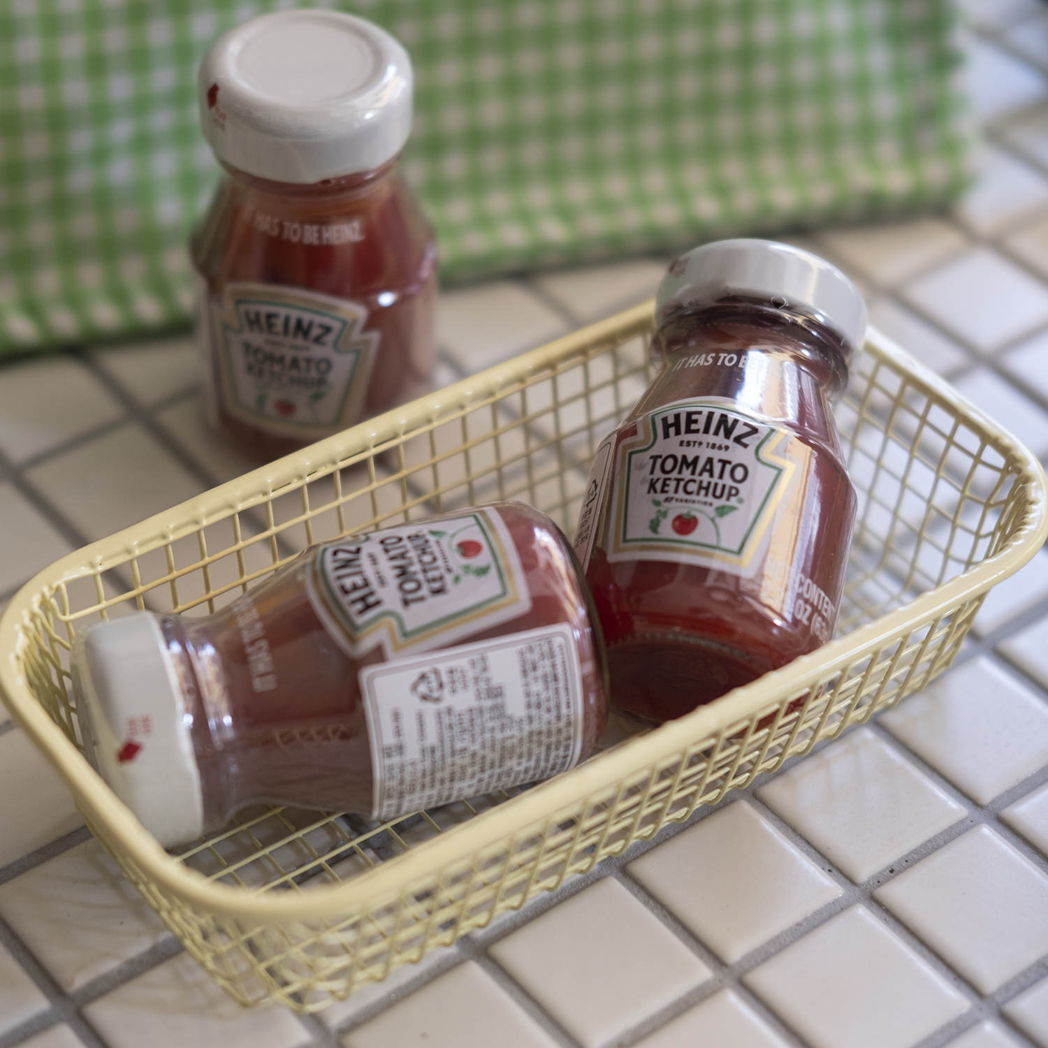 철제 미니 바스켓 직사각 레트로 파스텔톤 주방 화장대 정리 용기