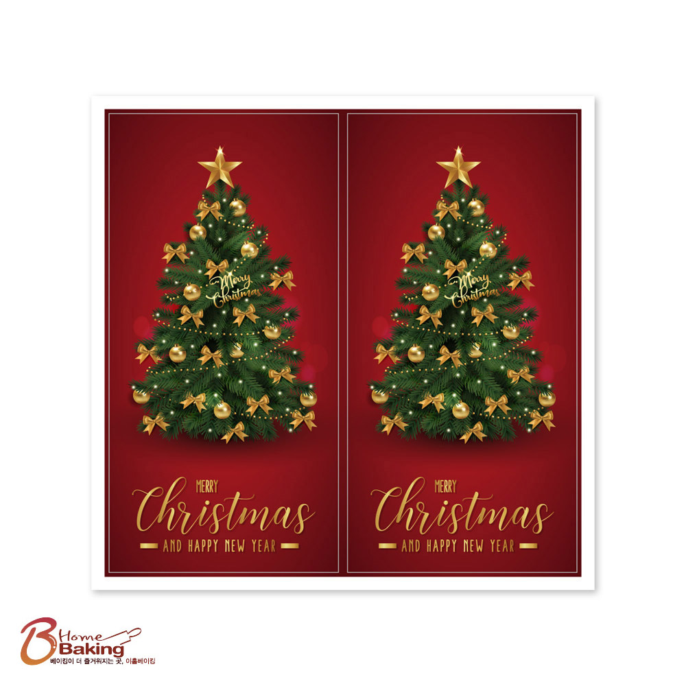 크리스마스스티커 50개입 금박눈꽃,금박트리,레드트리 택1 코팅지 개봉방지 봉인씰 마무리 - 상세 이미지 2