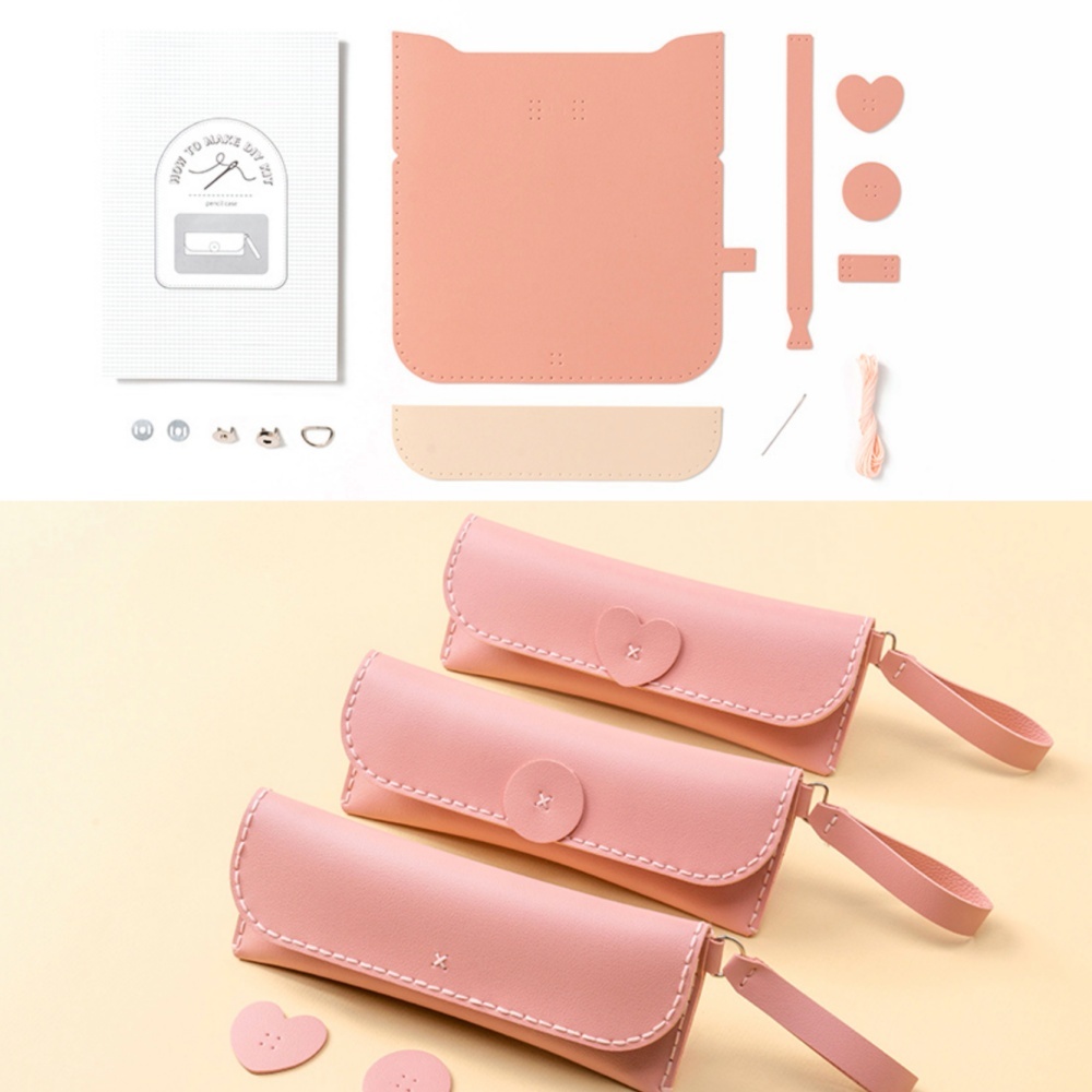 초보자용 DIY 가죽공예 펜파우치 필통만들기 올인원 키트 3색상 - 상품 이미지