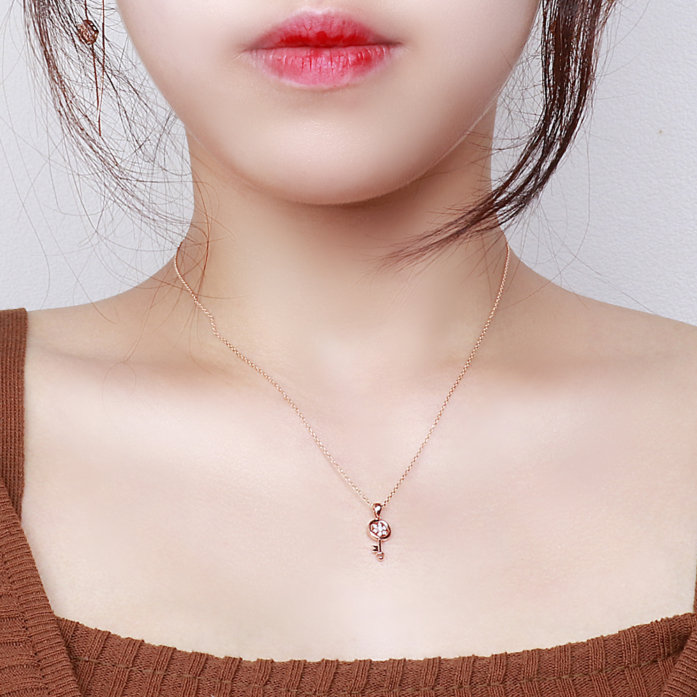 14k 18k 눈꽃 열쇠 펜던트 큐빅 꽃잎 키 체리 목걸이 통과형 이미지 7