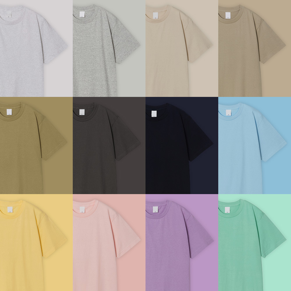 베이직 반팔티 무지 면 티셔츠 빅사이즈 17수