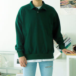 남자맨투맨 오버핏 헨리넥 남자카라티 커플맨투맨 착용 후기 | 사이즈/핏 총정리 - 상품 이미지 4