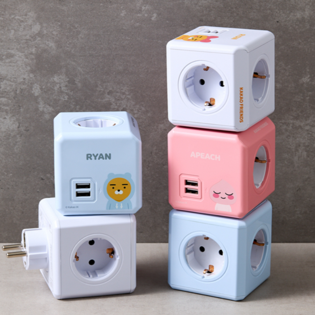 선없는 큐브 멀티탭 파워큐브 4000W 고용량 카카오 어피치 라이언 디자인 USB포트 멀티탭 - 상세 이미지 2