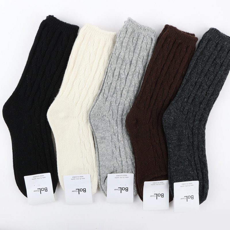 겨울양말 따뜻한 장목 골지 긴목 여성 무지 학생 울니트 기모 쿠션 롱삭스  두꺼운 무압박