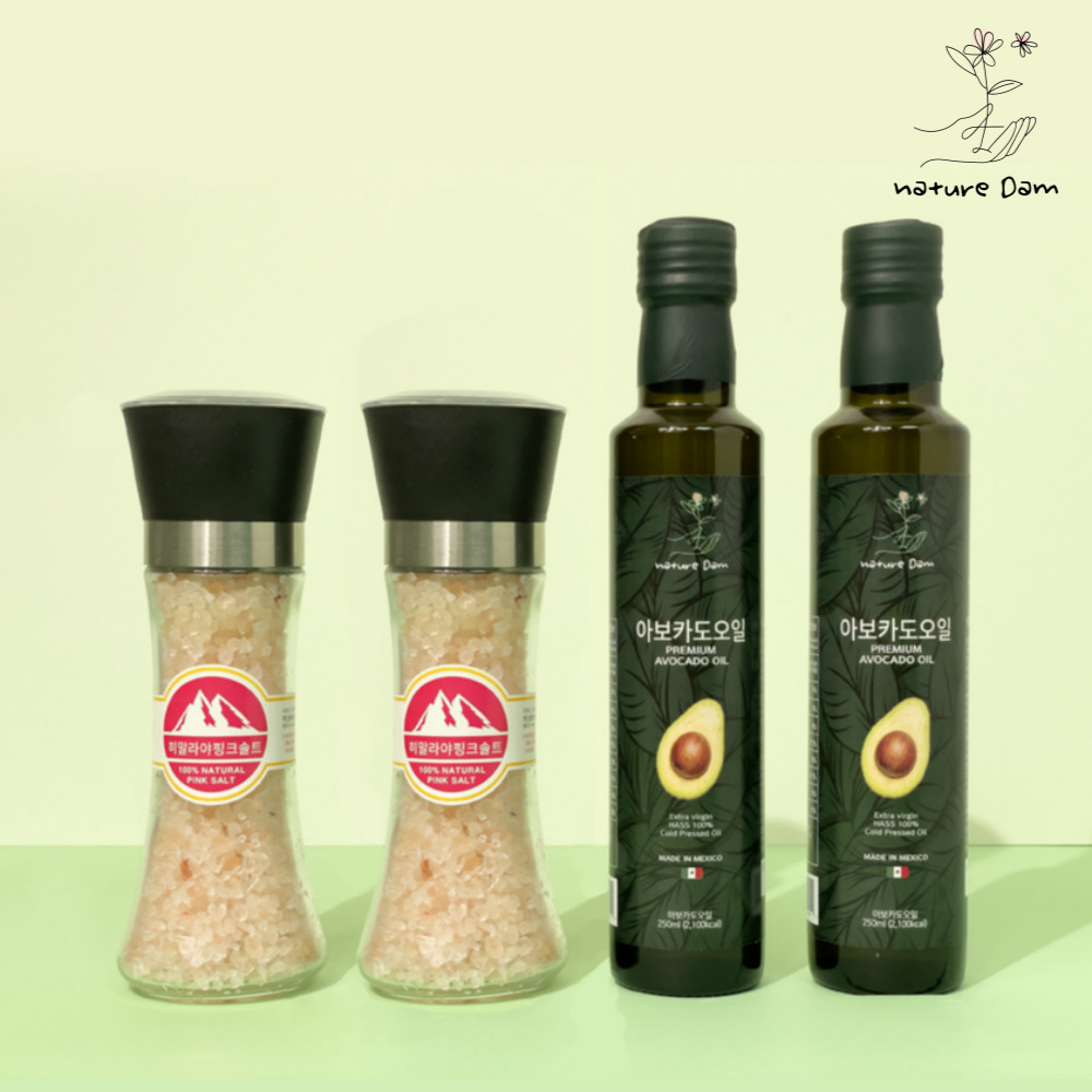 네이처담 아보카도오일 250ml 2병 히말라야 핑크솔트 200g 2병 선물세트 효능 먹는법 - 상세 이미지 4