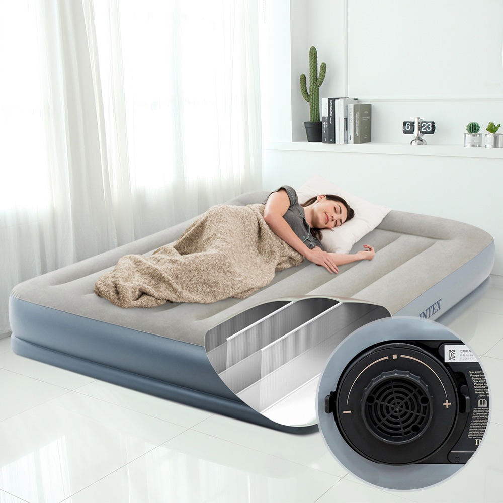 인텍스 펌프내장형 스탠다드 에어매트 캠핑매트 침대 캠핑용 휴대용 매트리스 퀸 가방