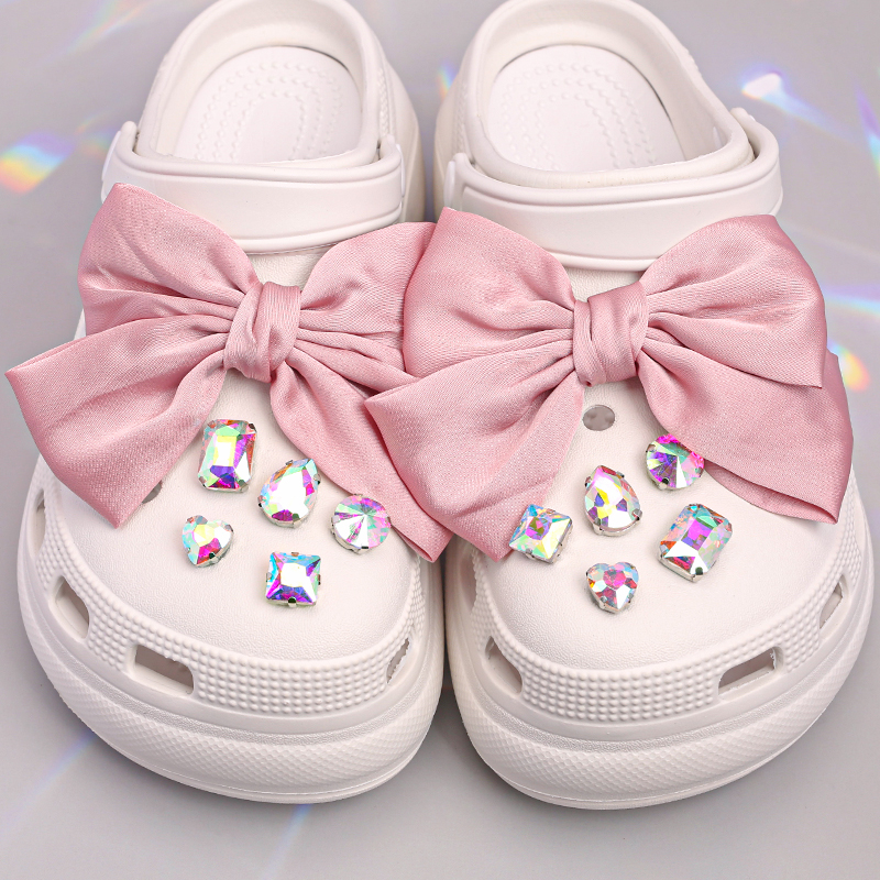 크록스 지비츠 파츠 세트 왕 리본 보석 자비츠 참 신발 꾸미기 악세사리 장식 1SET