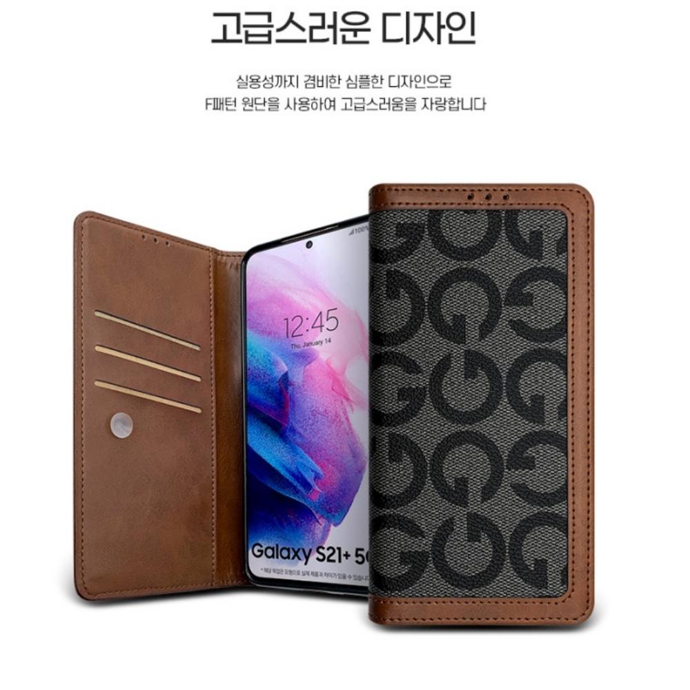 지원 플립형 카드 수납 지갑 케이스 브라운, 갤럭시 버디3 - 상세 이미지 2
