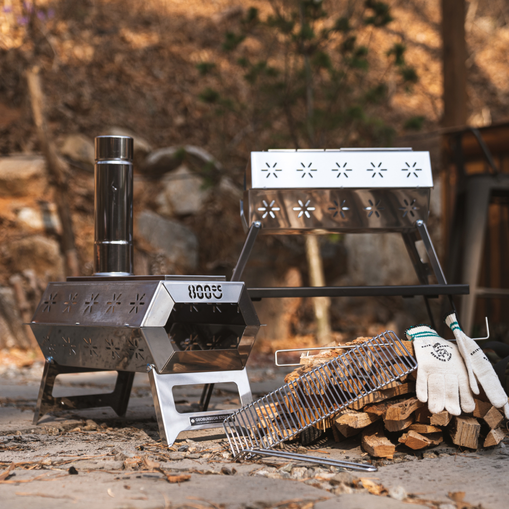 800도씨 캠핑 거북선 화로대 연통 세트 바베큐 그릴 불멍 접이식 화로