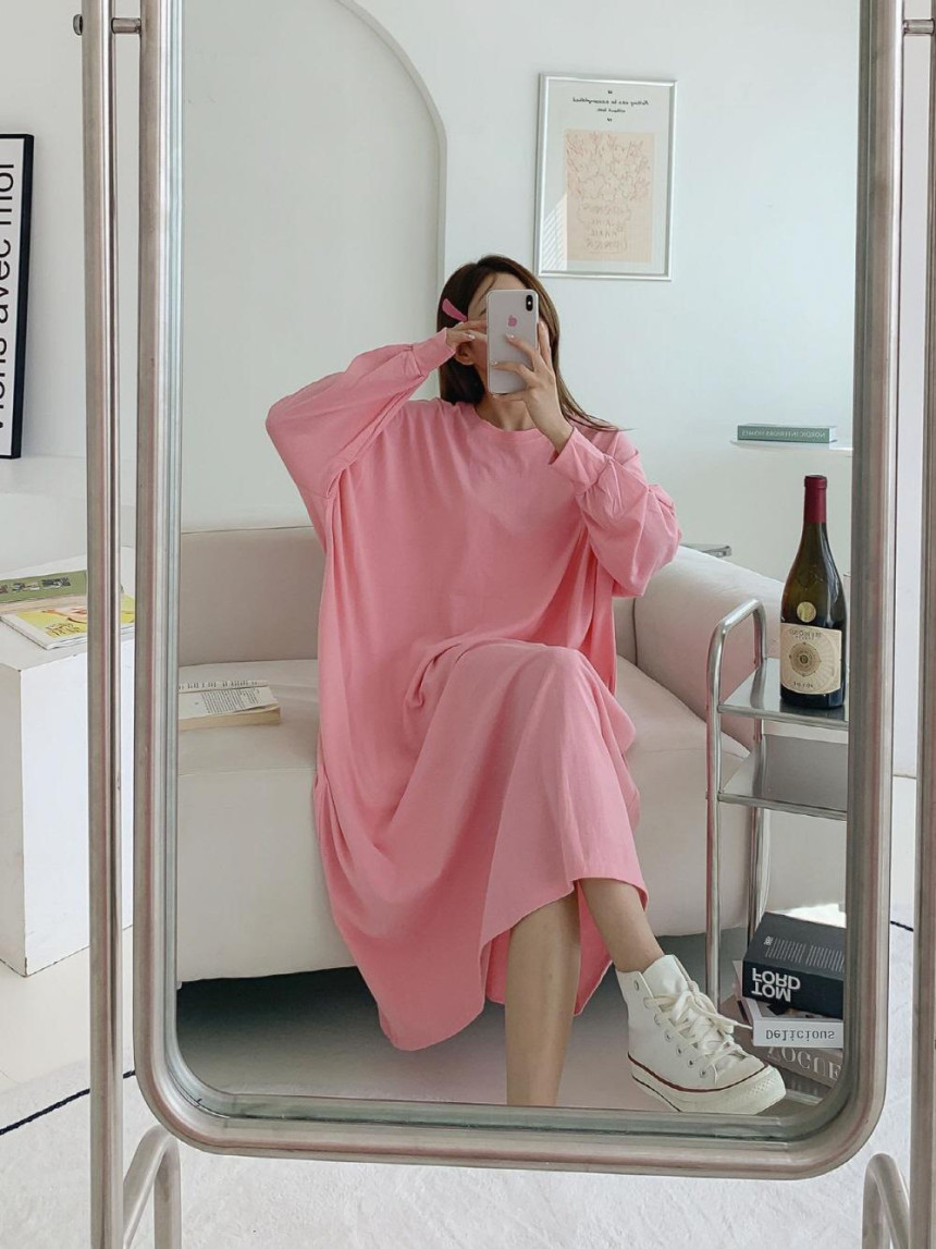 빅사이즈원피스 맨투맨 키작녀 가을 봄 여성 데일리 긴팔 롱 원피스