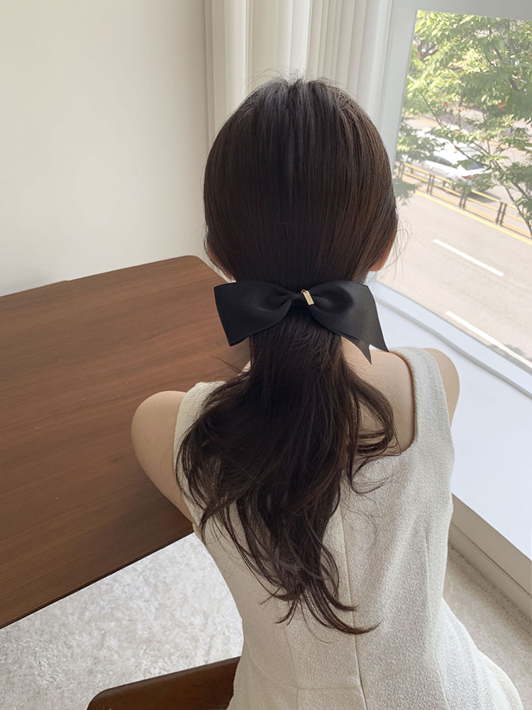 프리미엄 리본 헤어클립 새틴 헤어클립 블랙 진주 머리핀 반묶음 머리핀 사용법 헤어클립 후기