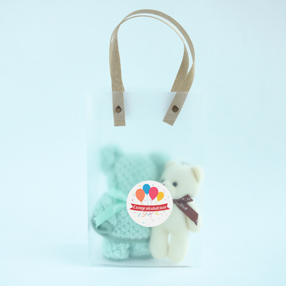 니즈엘 고리 수건 곰 타올(소) 30x30+키링 어린이집 생일 답례품 반투명 가방(소) - 상세 이미지 3