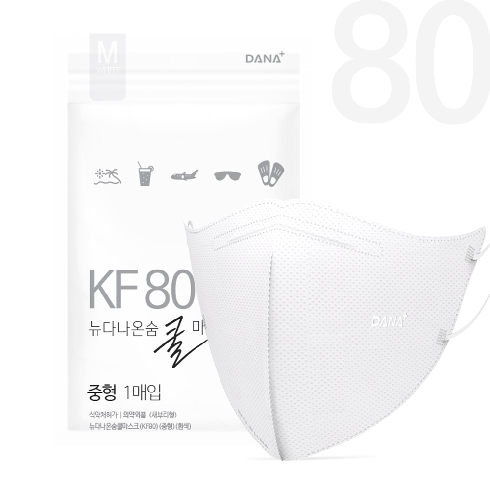 뉴 다나 온숨 쿨 새부리형 컬러마스크 KF80 중형 50매 이미지 8
