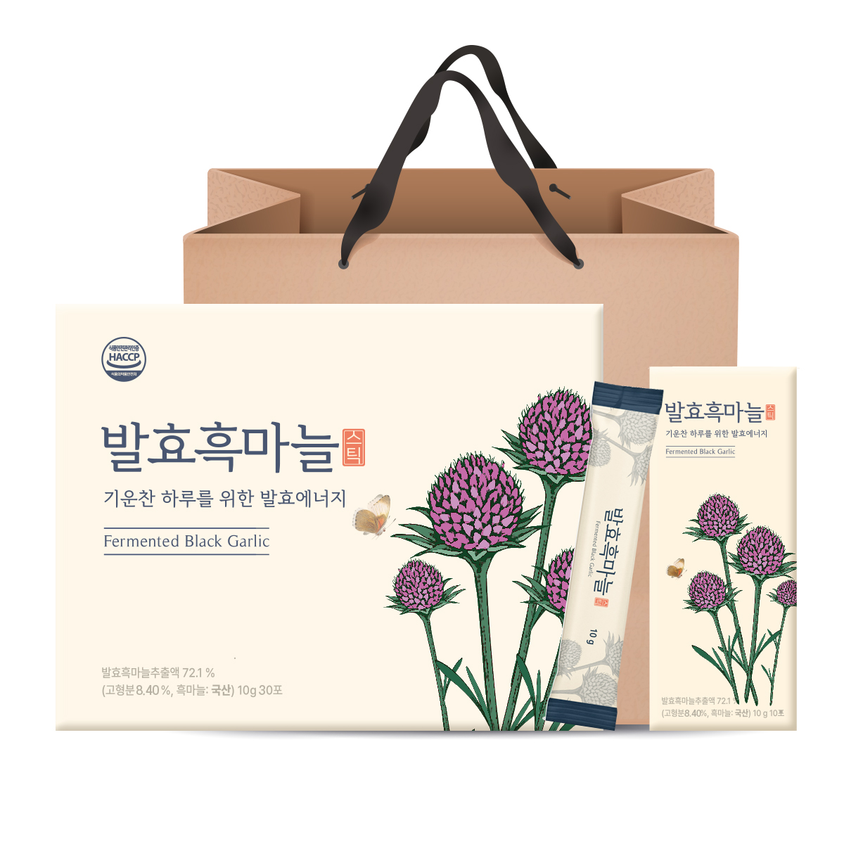 발효 흑마늘 스틱 10g 30포 쇼핑백포함 - 상품 이미지