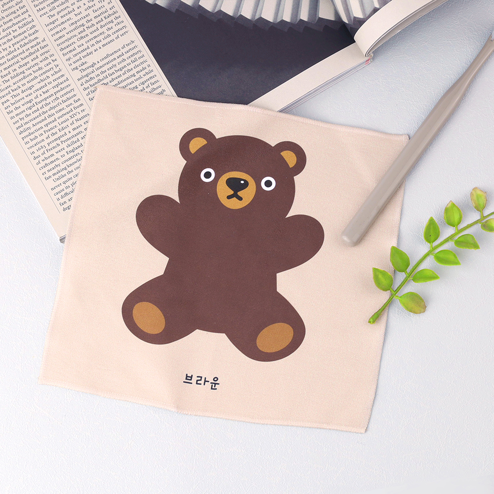 [주문제작]휴대용 핸드타월 토이베어브라운 브라운01 소형 한글1