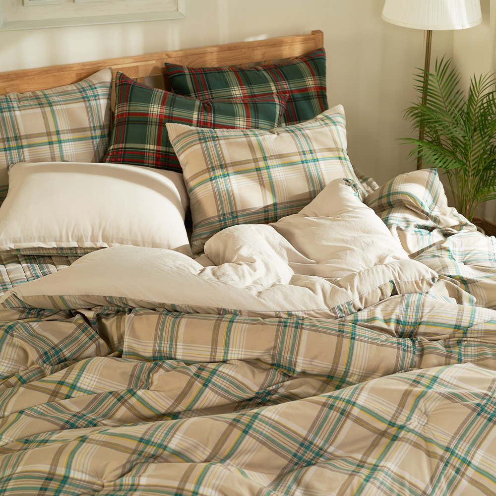 체크 먼지없는 기숙사이불 슈퍼싱글 사계절 기숙사 이불세트 SS