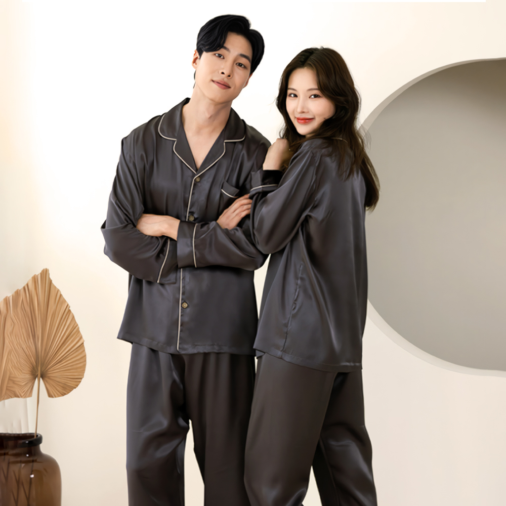 커플 실크 잠옷 여성 남자 파자마 결혼 선물 신혼부부 커플템 M2007 이미지 6