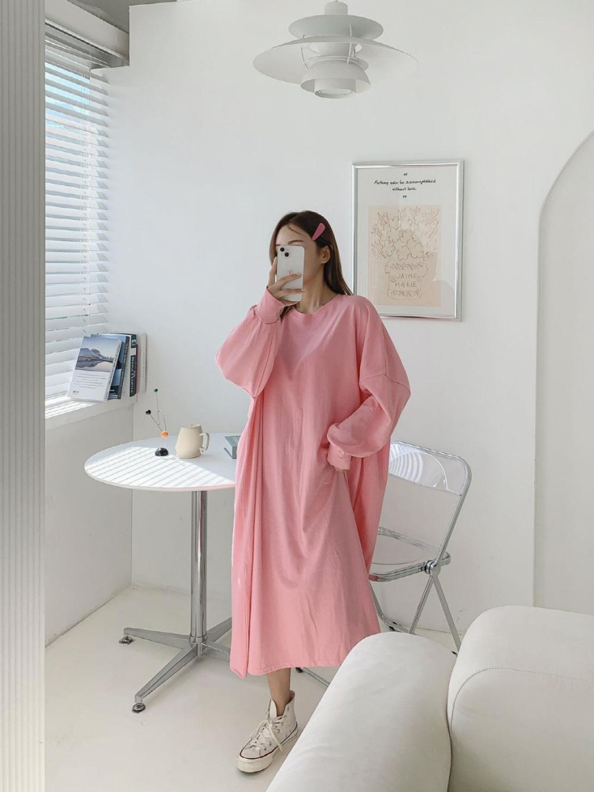 빅사이즈원피스 맨투맨 키작녀 가을 봄 여성 데일리 긴팔 롱 원피스