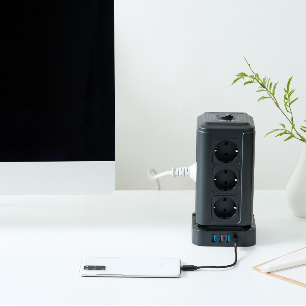 텔로 usb 충전 16구(콘센트12구+usb포트4구) 수직 타워형 고용량 멀티탭 콘센트 - 상세 이미지 3