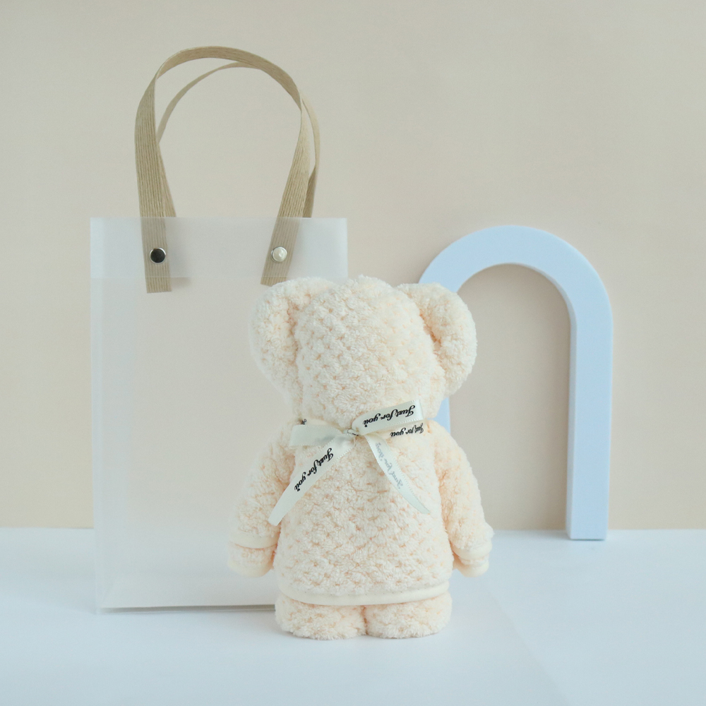 니즈엘 고리 수건 곰 타올(대) 75x35 어린이집 생일 답례품 반투명 가방(소) - 상세 이미지 2