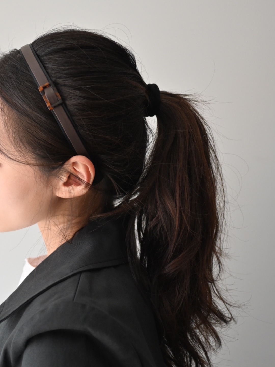 레나크리스 버클 레더 가죽 얇은 헤어밴드 머리띠