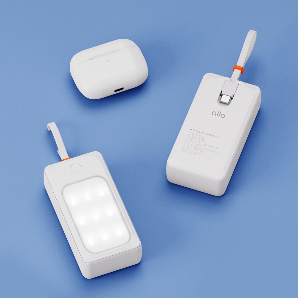 알로코리아 일체형 C타입 미니 보조배터리 9000mAh allo900L - 상세 이미지 2