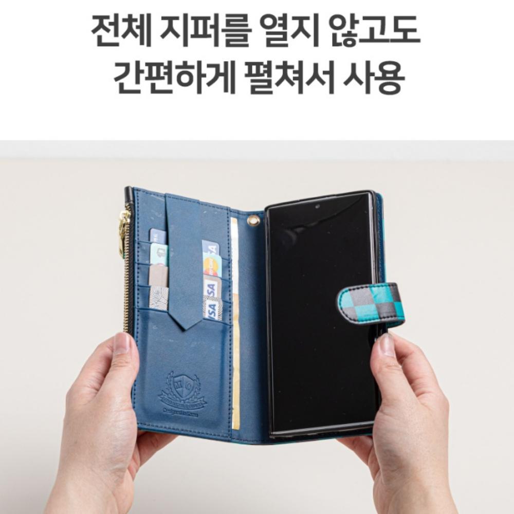 바체크 슬림 지퍼 다이어리 지갑 케이스 브라운, 갤럭시S25 엣지 - 상세 이미지 4