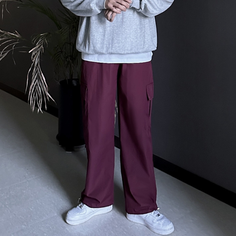 1+1 남자 립켄 봄 가을 바스락 와이드 스트링 카고 팬츠 - 상세 이미지 4