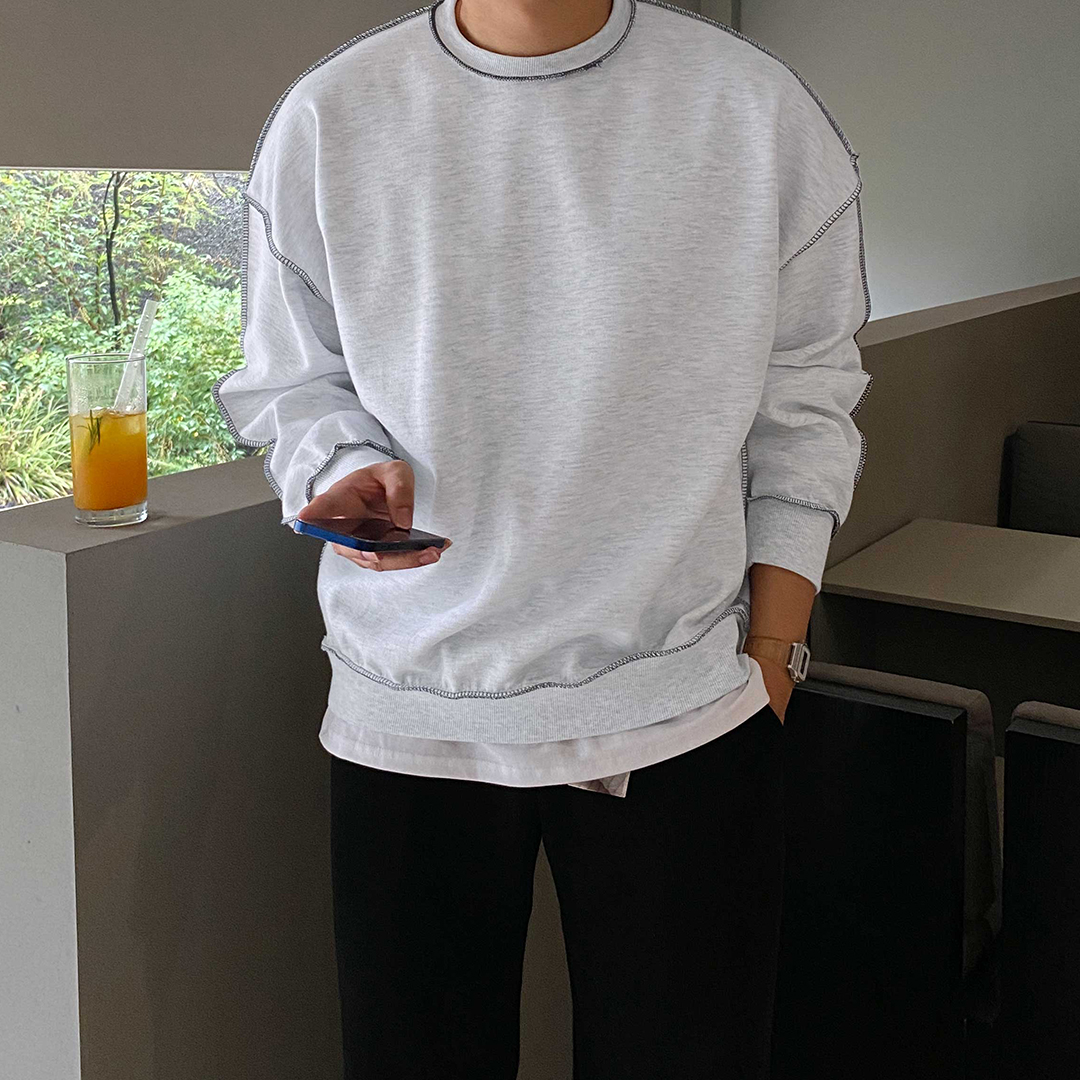 헤비웨이트 오버핏맨투맨 두꺼운맨투맨 어깨넓어보이는옷 리버스맨투맨 - 상품 이미지