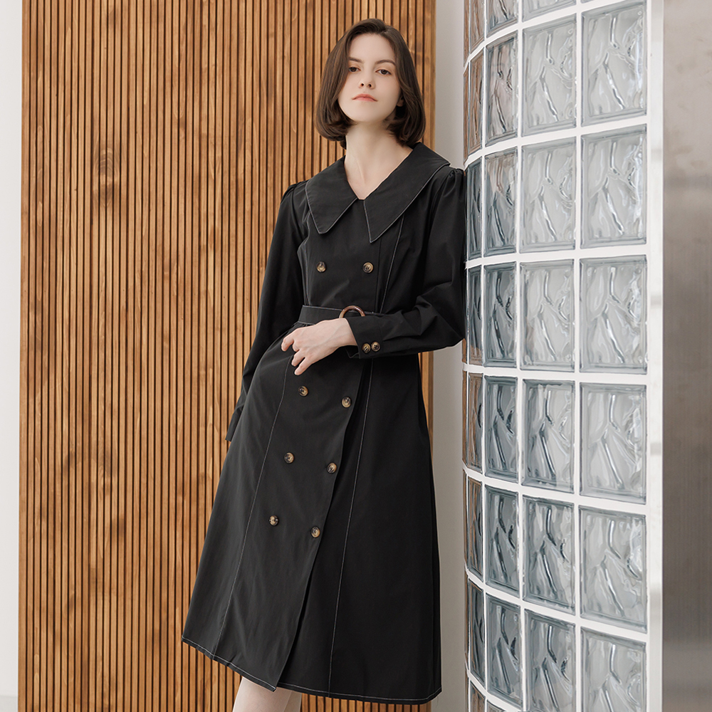 예시카 와이드 카라 스티치 벨티드 더블 원피스 YH8OP836