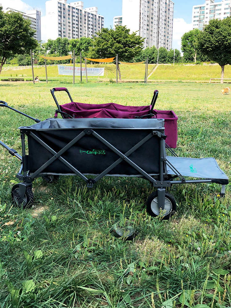 캠프365 파파웨건 스포츠 블랙 뒷문개방 내하중120kg 낚시 캠핑 카트