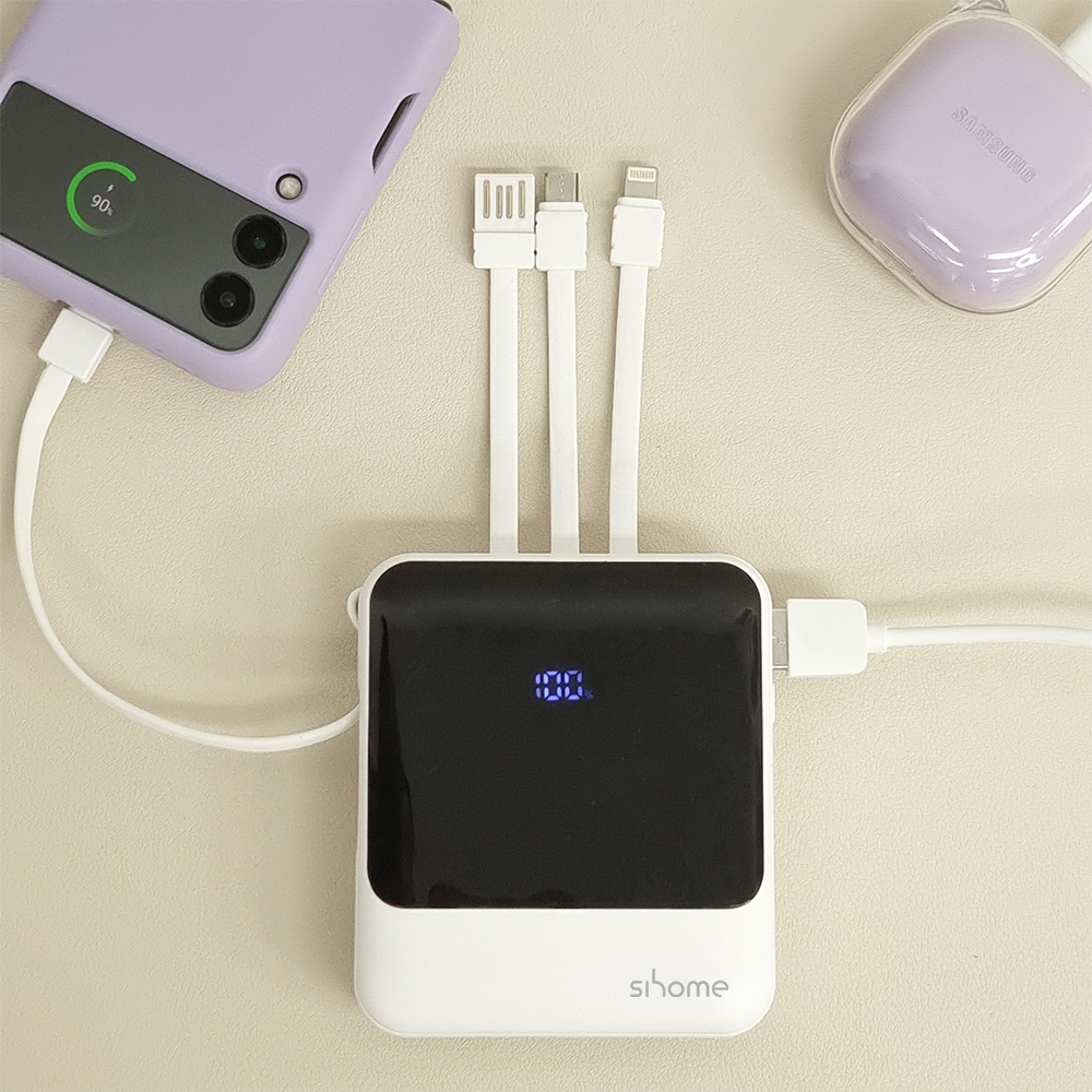 시홈 고속충전 휴대용 미니 일체형 보조배터리 10000mAh