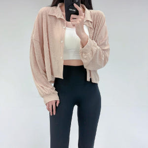 로라벨 폴링 박시 박스 루즈핏 셔츠 남방 크롭 블라우스 거즈 시스루 비치... 착용 후기 | 사이즈/핏 총정리 - 상품 이미지 3
