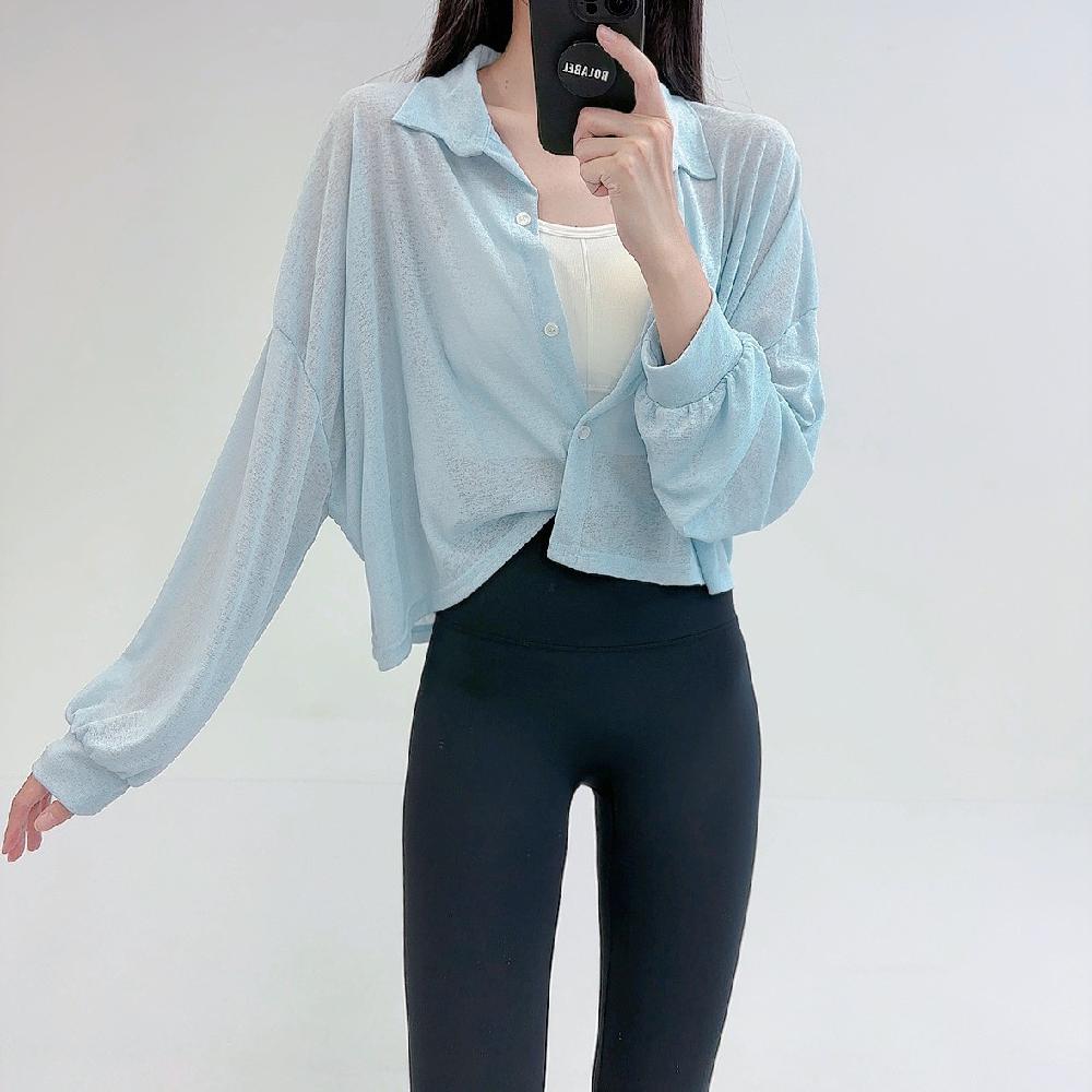 로라벨 폴링 박시 박스 루즈핏 셔츠 남방 크롭 블라우스 거즈 시스루 비치 여름 숏 오버핏 이미지 2
