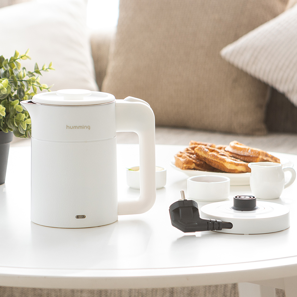 허밍 전기포트 미니 커피포트 휴대용 여행용 전기주전자 HMK-2211 화이트