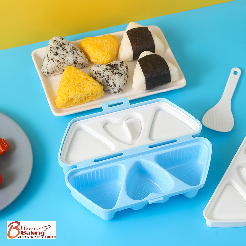 하트삼각김밥틀6구 도시락케이스 색상랜덤 주먹밥모양 밥틀 무스비틀 꼬마틀 쉽게만드는틀 용기 - 상품 이미지