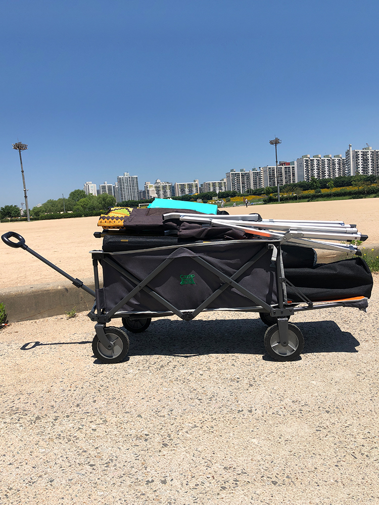 캠프365 파파웨건 스포츠 블랙 뒷문개방 내하중120kg 낚시 캠핑 카트
