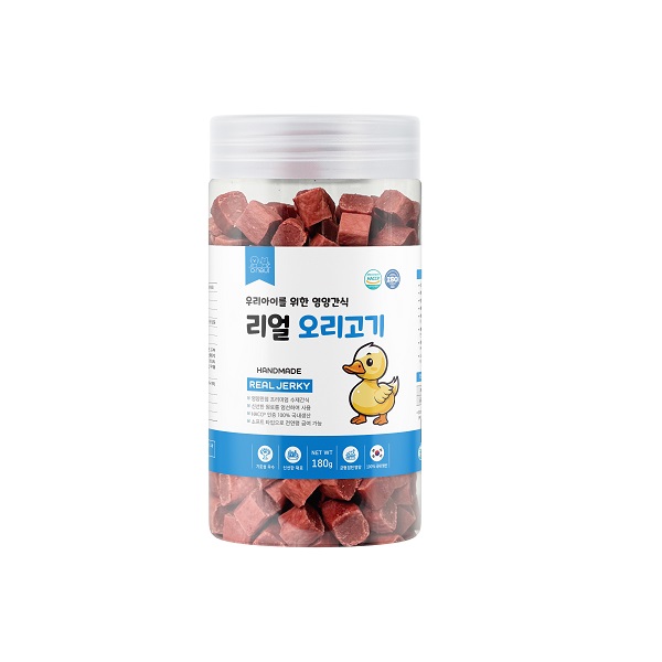 강아지 져키 간식 리얼져키 소프트 노즈워크 훈련 애견간식 오리고기, 180g, 1개 - 상품 이미지