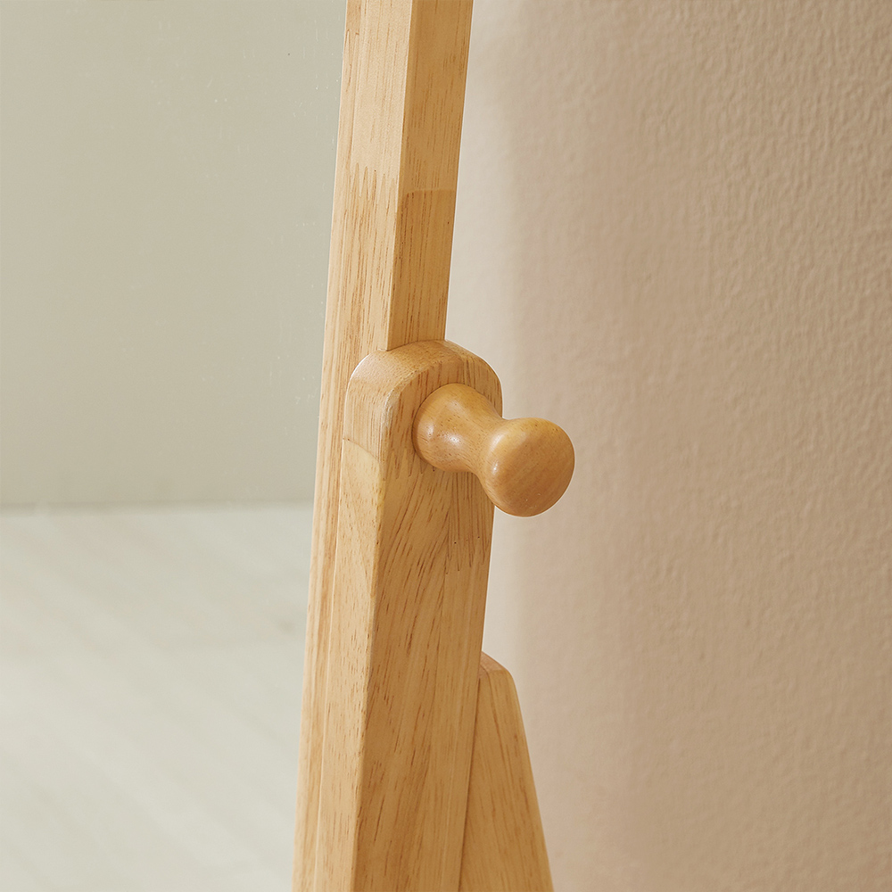 원더링 고무나무 원목 타원형 아치형 수납 선반 스탠드 전신거울 430