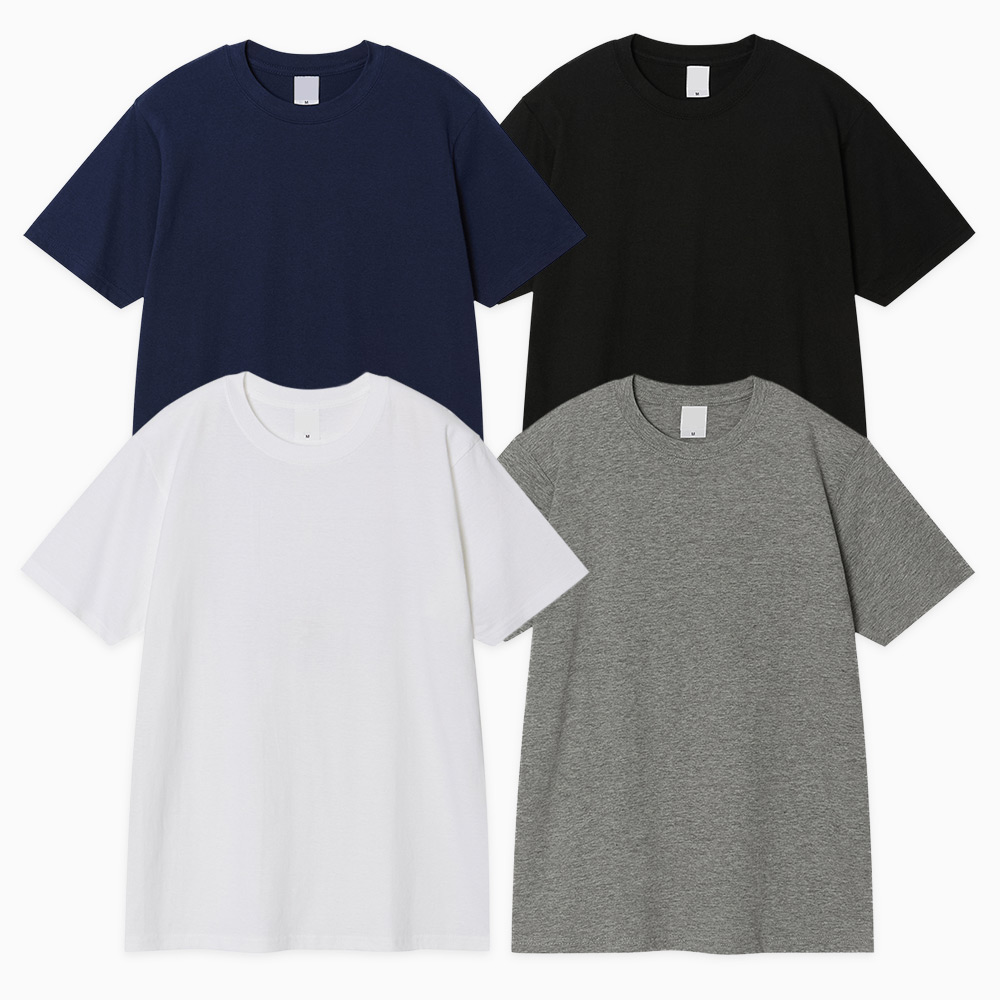 레이어드 반팔티 무지 티셔츠 면티 흰티 빅사이즈 32수