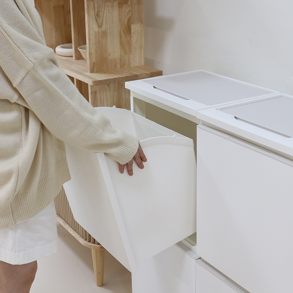 신규색상 올화이트 출시! 그란데 정리함/분리수거함 2단