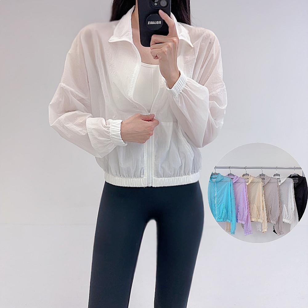 로라벨 벨리 여성바람막이점퍼 레인 크롭 바스락 여름 초경량 루즈핏 아우터 가벼운 점퍼 - 상품 이미지