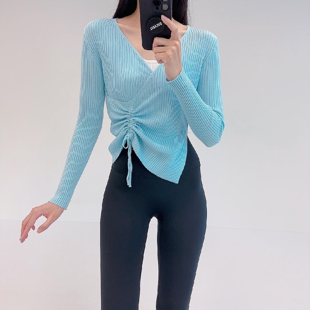 로라벨 마임 필라테스복 여성 요가복 필라테스 요가 상의 옷 커버업 운동복 긴팔 크롭 - 상세 이미지 2