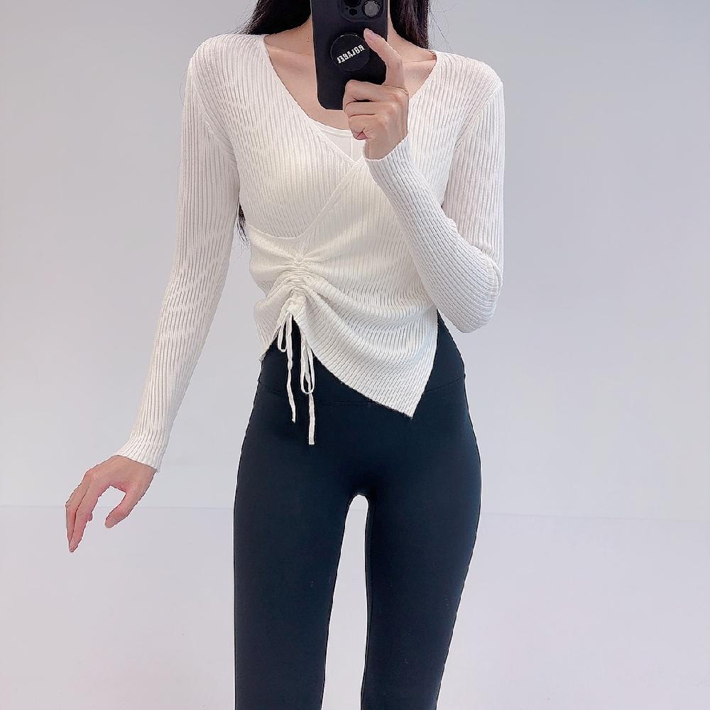 로라벨 마임 필라테스복 여성 요가복 필라테스 요가 상의 옷 커버업 운동복 긴팔 크롭 - 상세 이미지 4
