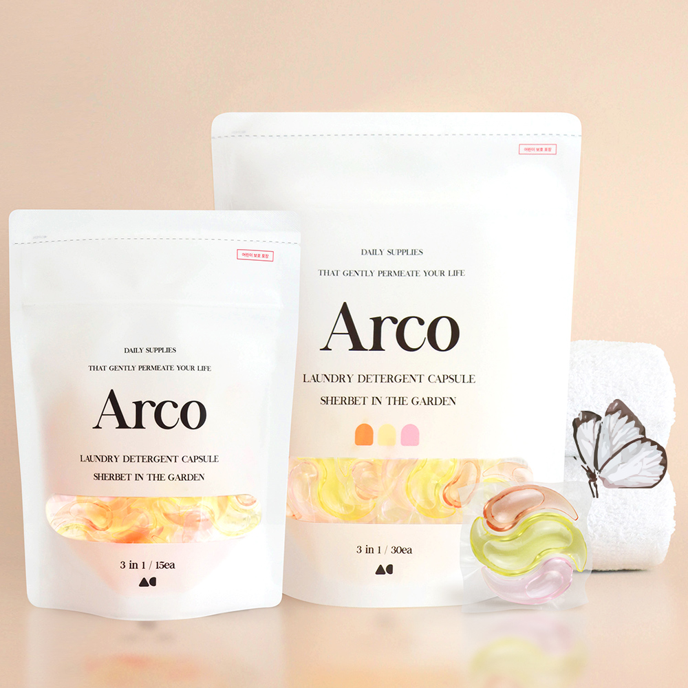아르꼬 3in1 고농축 캡슐세제 15개+15개 액체 미세먼지 세탁세제 드럼일반겸용 대용량
