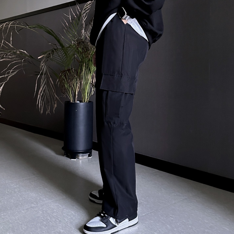 1+1 남자 립켄 봄 가을 바스락 와이드 스트링 카고 팬츠 - 상세 이미지 3