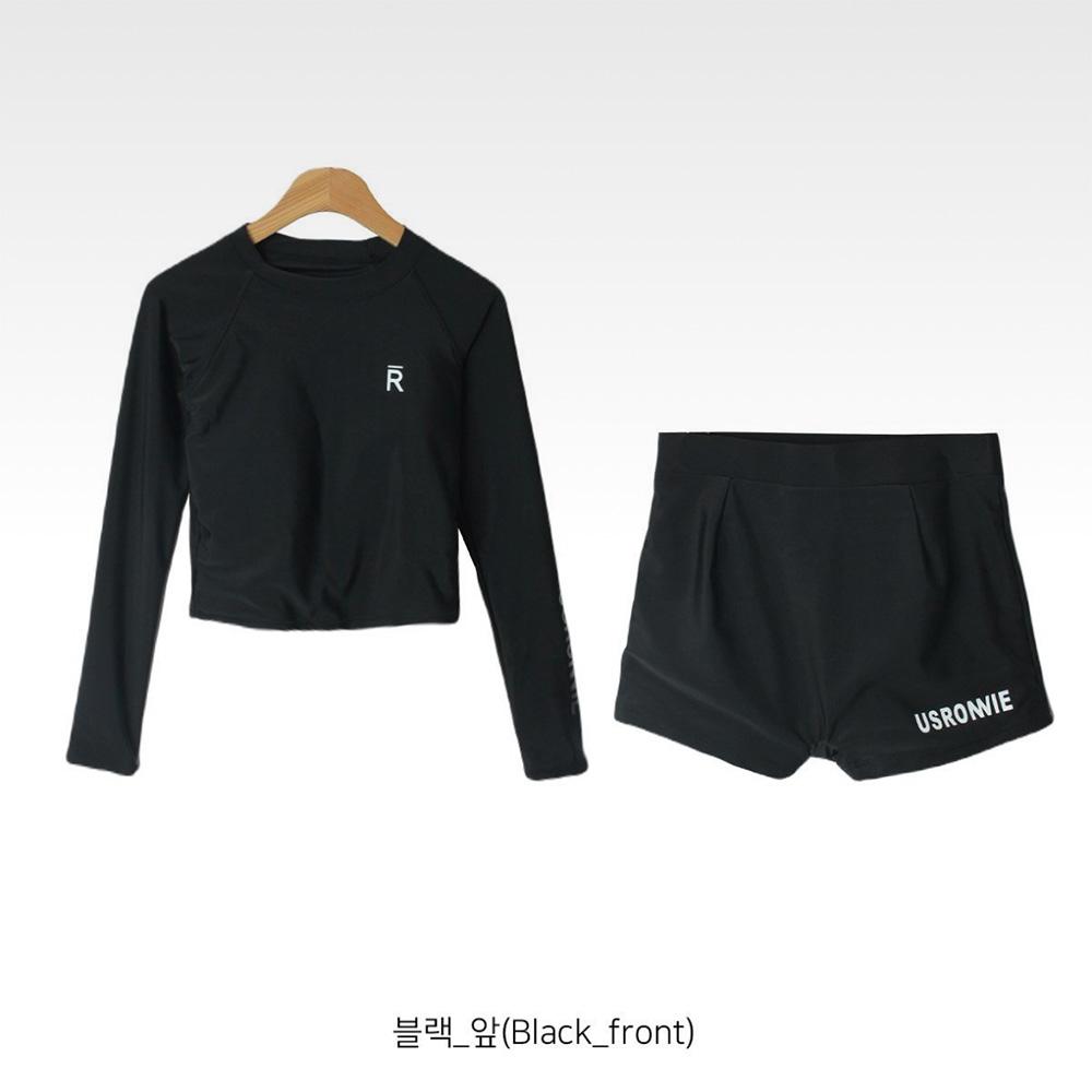 로라벨 스핀 래쉬가드 수영복 세트 긴팔 반바지 실내 실외 여성 레쉬가드 비치웨어 - 상세 이미지 4